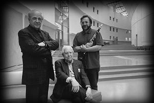 Pierre Boulez, Elliott Carter, Alain Damiens (Ph. Gontier)